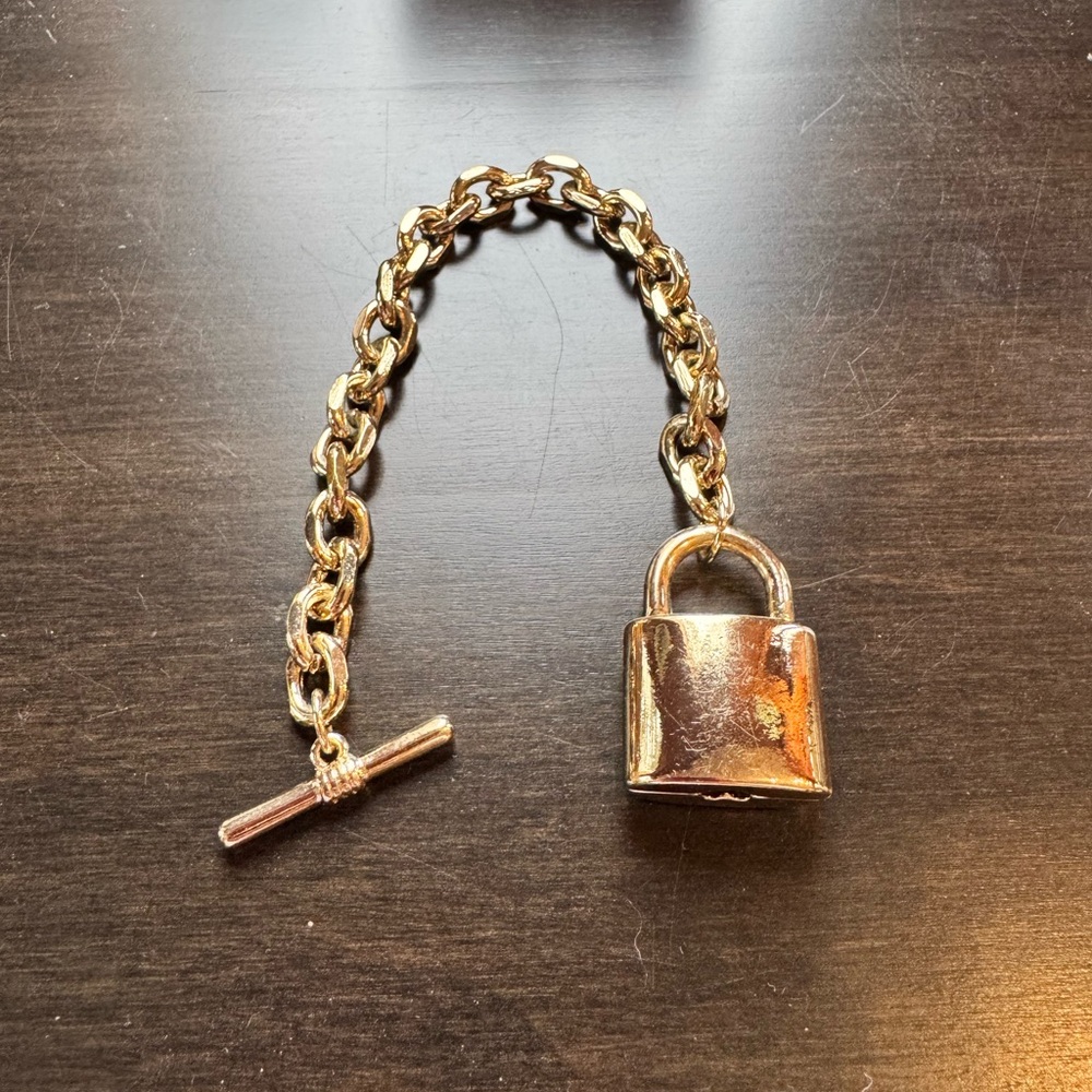Gold Chain Bracelet with Padlock Charm